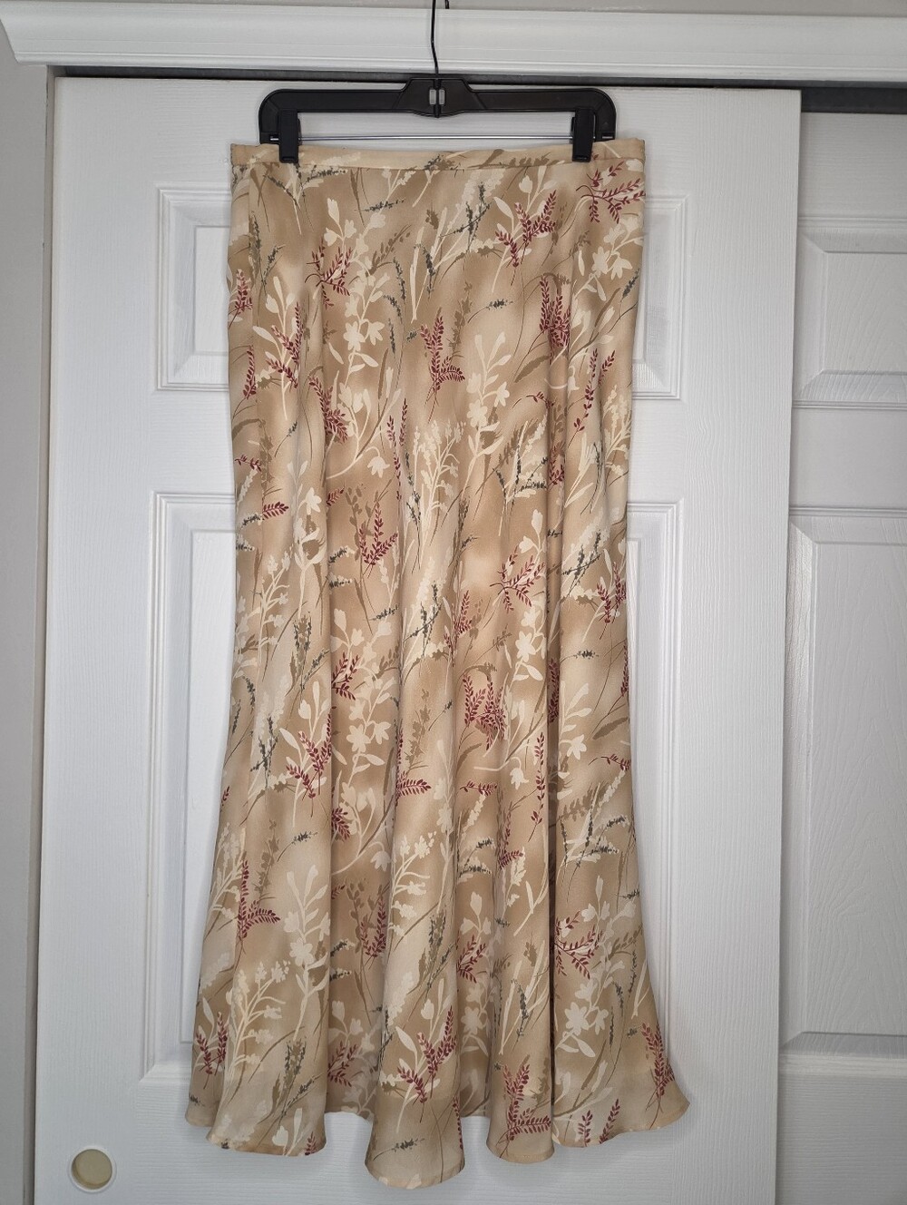 Freepirt Studio Beige Fall Floral A-Line Womens Skirt - Midi Size L Large